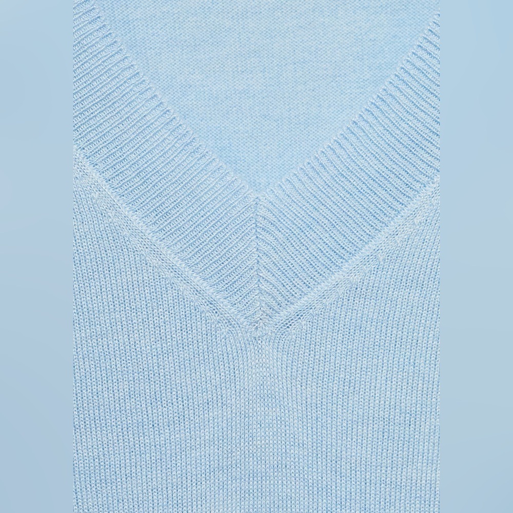 Mango Sky Blue V-Neck Sweater NWT - Picture 5 of 5